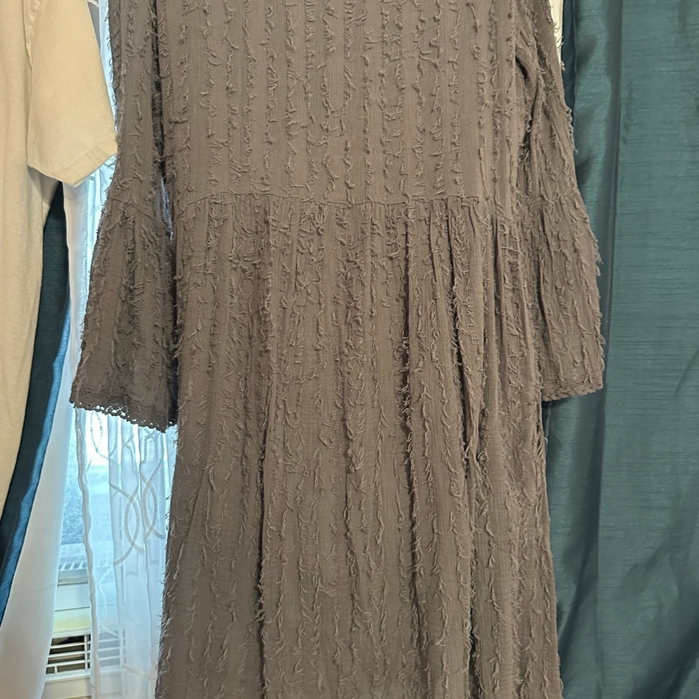 Indigo Soul Charcoal fuzzy Stitch Bo-Ho Stitch Mini Dress - Picture 5 of 12
